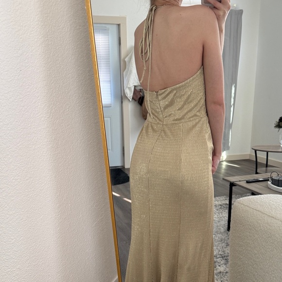 David's Bridal Gold Maxi Dress - Picture 3 of 5